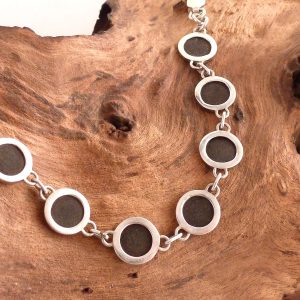 Armband 925 Silber mit Holz Plättchen