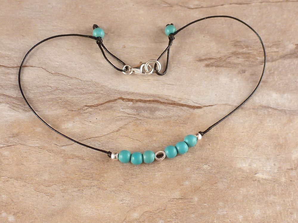 Fußkette mit Perlen Türkis 925 Silber – Bild 5